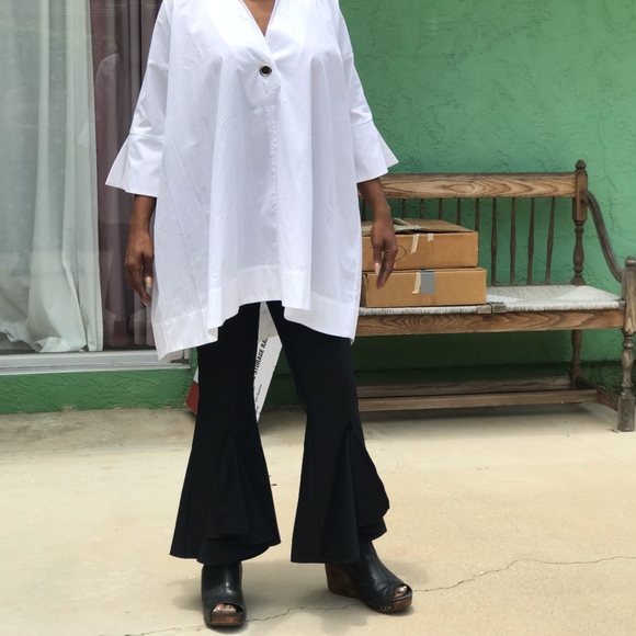 NWT ZARA FRILLY CREPE TROUSERS - Picture 2 of 4